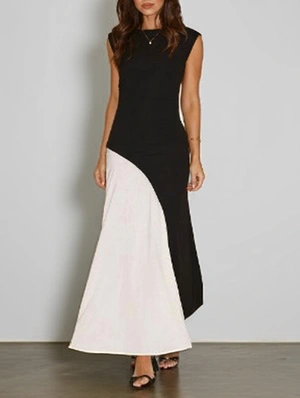 Sleeveless Colorblock Swing Maxi Dress