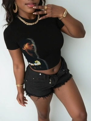Figure Pattern Bodycon Cropped T-shirts