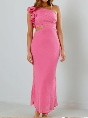 Lacework One Shoulder Waist Cut Maxi Dress