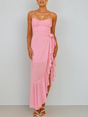 Sleeveless Ruffle Split Hem Maxi Dress