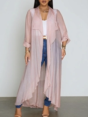 Chiffon Ruffle Lapel See Through Shawl