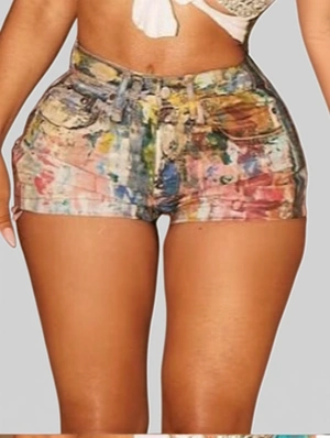 Color Matching Bodycon Low Rise Shorts