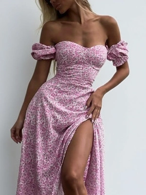 Disty Floral Printing Straight Across Summer Dress