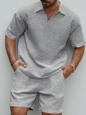 Walf Checks Square Zipper Polo Short Sets