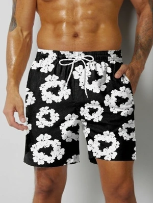 Colorblock Floral Printed Loose Short Pants