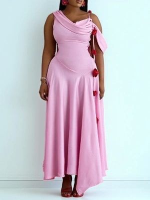 Goddess-like Flower Decor Tie-wrap Maxi Dress