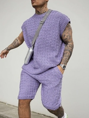 Plain Color Knitting Tank Short Sets