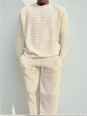 Plain Color Knitting Hollow-out Long Sets