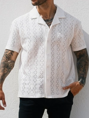 Hollow-out Short Sleeve Loose Casual Shirts
