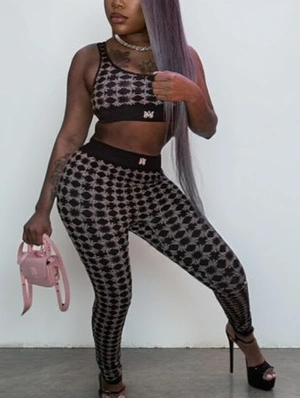 Geometric Printed Bare Waist Fitted Pant Sets