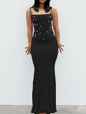 Embellished Pendant Sleeveless Maxi Dress