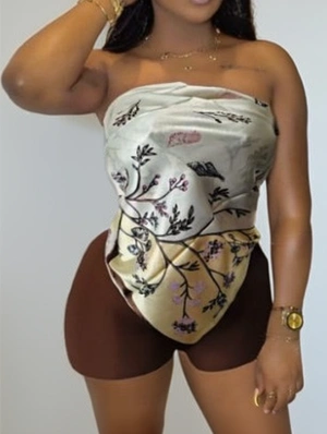 Floral Printed Backless Tube Short Sets