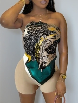 Abstract Floral Printed Bandage Tube Short Sets