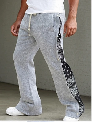 Vintage Printed Patchwork Men's Straight Long Pant 