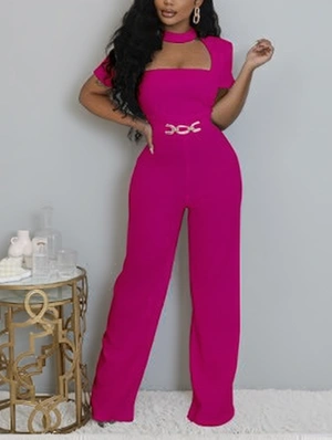 Hollow-out Bodycon Wide Leg Jumpsuits