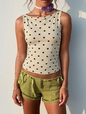 Colorblock Polka Dots Bodycon Tanks