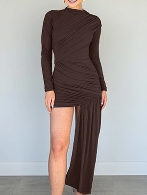 Ruched Plain Bodycon Ribbons Mini Dress