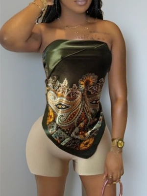 Ethnic Paisley Printed Scarf Tube Short Sets