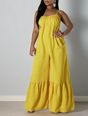 Plain Color Sleeveless Wide Leg Jumpsuits