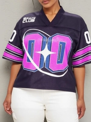 Colorblock Striped Trim Mesh V Neck Jerseys