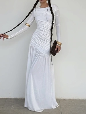 Plain Color Ruched Bodycon Maxi Dress