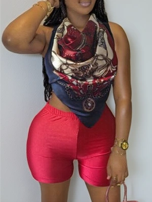 Abstract Printed Bandage Tube Short Sets