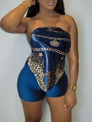 Leopard Vintage Printed Scarf Tube Short Sets
