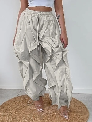 Lacework Ankle-tied Irregular Cargo Pants