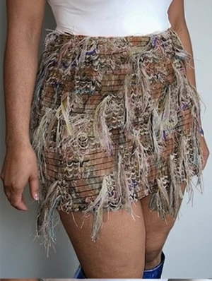 Color Matching Fringe Bodycon Skirts
