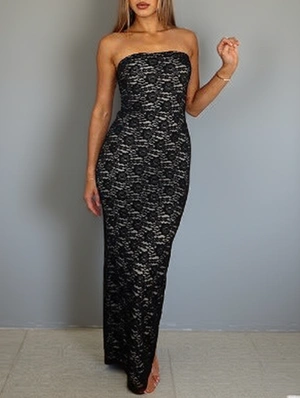Sexy Lace Patchwork Split Off Shoulder Long Dress