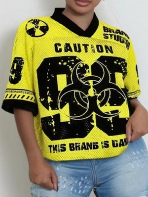 Colorblock Letter Number V Neck Mesh Jerseys