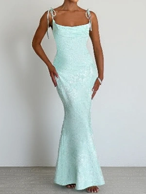Plain Flower Tie-wrap Sleeveless Maxi Dress