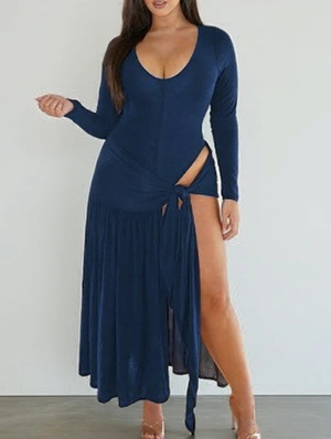 Skinny Bodysuits Split Hem Lace-Up Skirt Sets