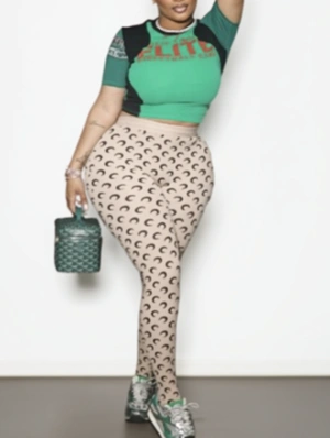 Phases Moon Print Cropped Pant Sets