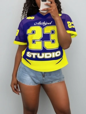 Colorblock Number Printed V Neck Jerseys