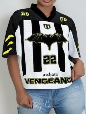 Bat Striped Printed V Neck Mesh Jerseys