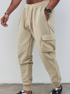 Athleisure Pure Color Plaid Pockets Long Pant 