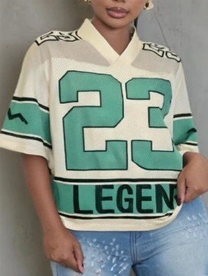 Colorblock Number Printed V Neck Mesh Jerseys