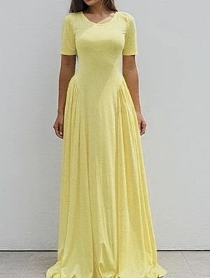 Plain Color Ruched Short Sleeve Maxi Dress