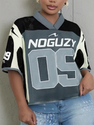 Colorblock Letter Number Printed Mesh Jerseys