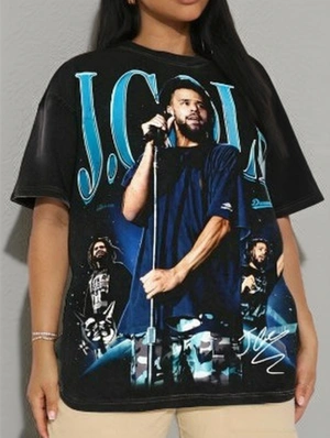 Figure Letter Printed Streetwear Loose T-shirts