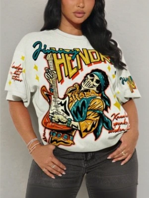 Cartoon Skull Letter Printed Streetwear T-shirts
