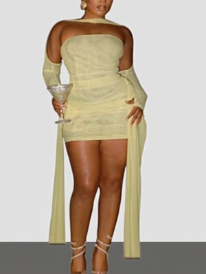 Strapless Ribbons Mini Dress Bolero Sets