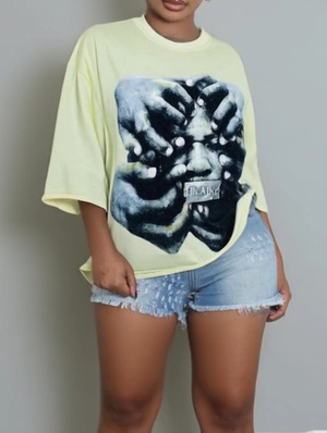 Abstract Printed Crewneck Loose T-shirts