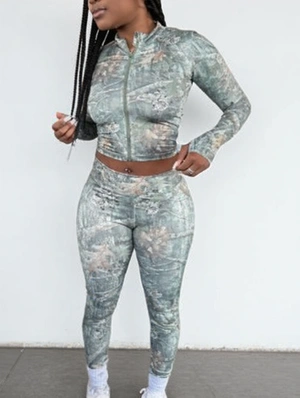 Colorblock Zipper Hooded Bodycon Pant Sets