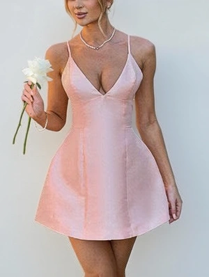 Elegant V Neck A-line Sleeveless Mini Dress