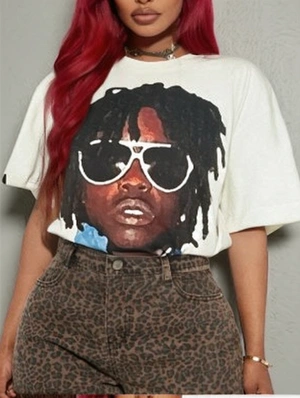 Figure Pattern Loose Crewneck T-shirts