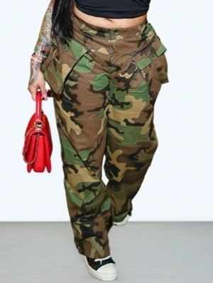 Camo Printed Multi Pocket Cargo Pants