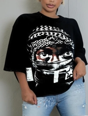 Figure Pattern Crewneck Loose T-shirts
