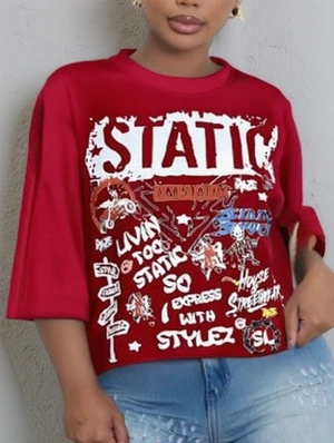 Letter Skull Graffiti Printed Loose Casual T-shirts